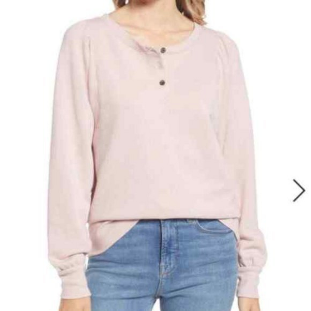 Madewell Blush Pink Henley Sweatshirt